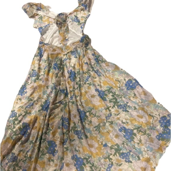 Fashion Nova floral short sleeve high low open back dress - Picture 2 of 2